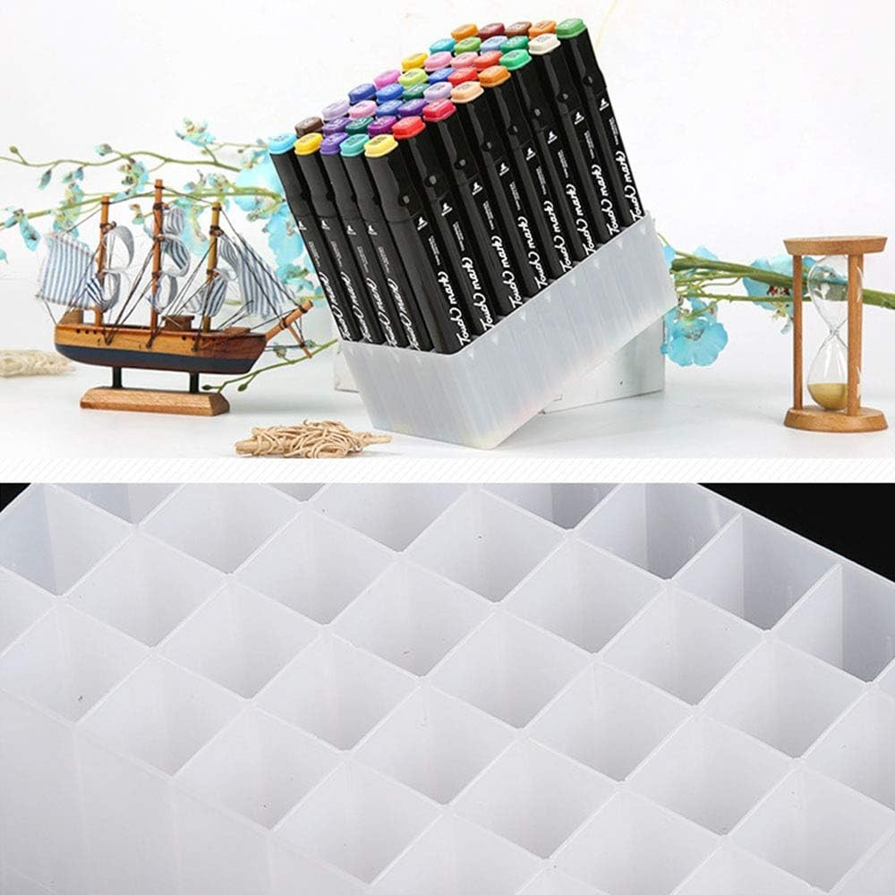 Suport De Depozitare, Vivimall, pentru Markere, Suport Pentru Stilouri, Cutie De Depozitare pentru Birou, Multi-Functionala, 80 Spatii, Alb/Negru - vivimall.ro