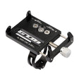 Suport telefon GUB G-85SL negru din aluminiu AL6063, vedere frontală, compatibil bicicletă și motocicletă