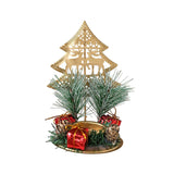 Suport Decorativ pentru Lumanare de Craciun, Flippy, Ornament pentru Lumanare pe Masa, Model Brad cu Reni si Crengute de Brad, din Art Metal, fara Lumanare 13 x 8.3 cm, Auriu - vivimall.ro