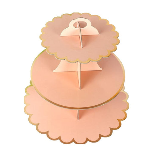 Suport Etajat pentru Prajituri, Vivimall, cu Tematica Aniversare, 3 Nivele, Model 8, Roz - vivimall.ro