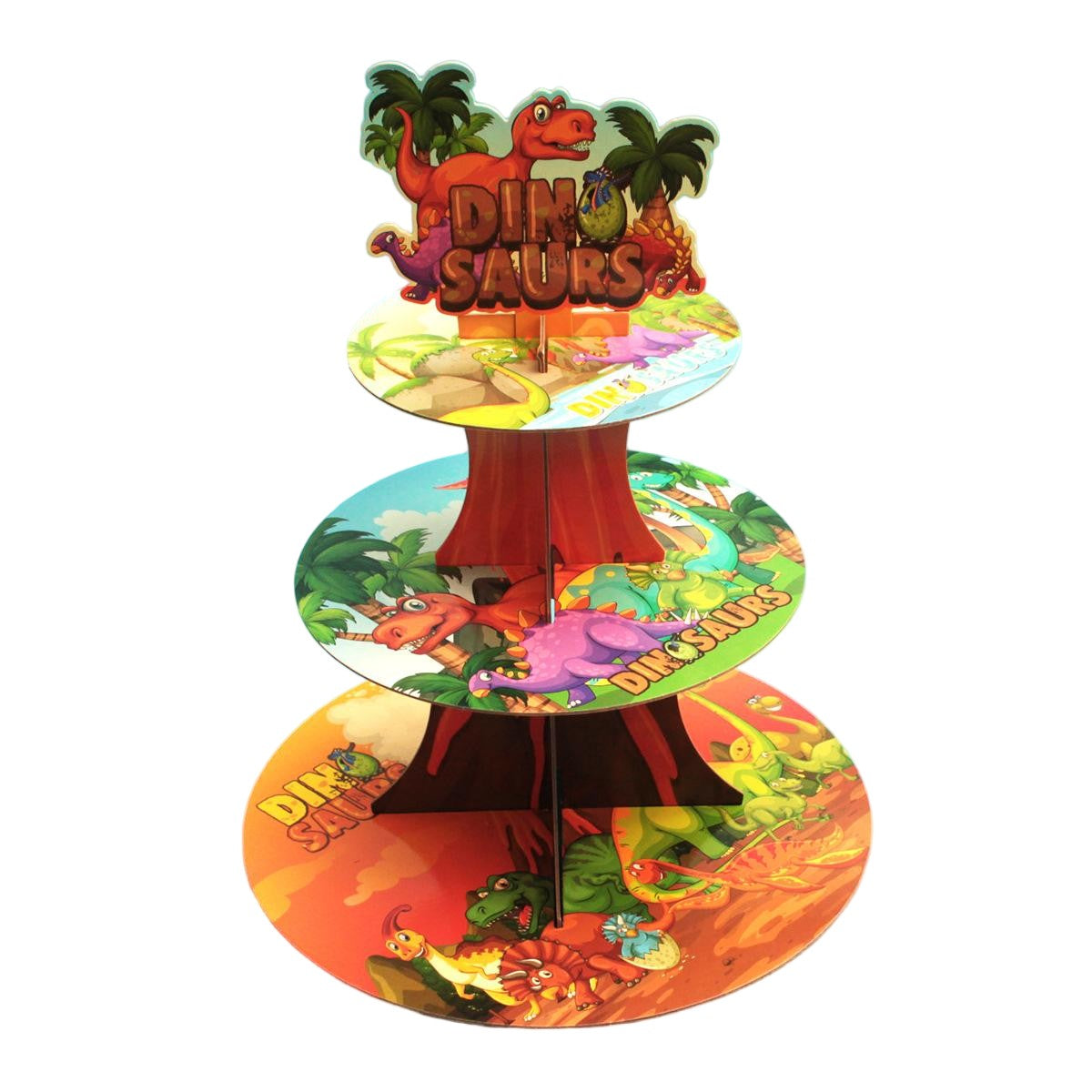 Suport Etajat pentru Prajituri, Flippy, cu Tematica Dinozauri, 3 Nivele, Model 5 Multicolor - vivimall.ro