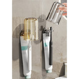 Suport Multifunctional 2 in 1, Pahar si Suport pentru Periuta de Dinti, Vivimall, Plastic, Dimensiune: 10.4 x 7.3 x 7.3 cm, Roz - vivimall.ro