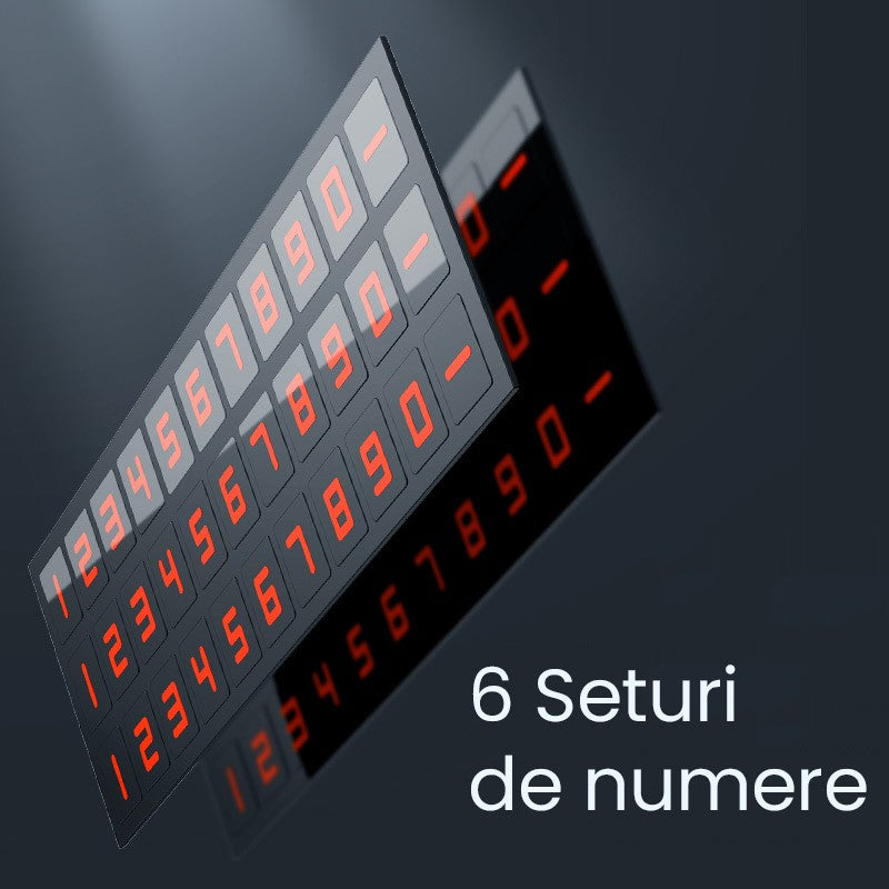 Suport Numar de Telefon pentru Parcare Auto, Vivimall, Suport pentru Numarul de telefon, Pop-Up pentru Ascundere, Banda Adeziva Inclusa, 150 x 52 x 60 mm, Cifre Rosii, Space Gray - vivimall.ro