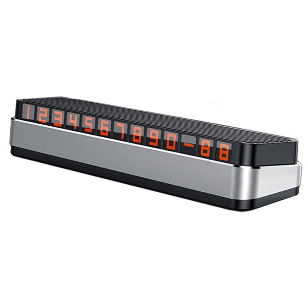 Suport Numar de Telefon pentru Parcare Auto, Vivimall, Suport pentru Numarul de telefon, Pop-Up pentru Ascundere, Banda Adeziva Inclusa, 150 x 52 x 60 mm, Cifre Rosii, Space Gray - vivimall.ro