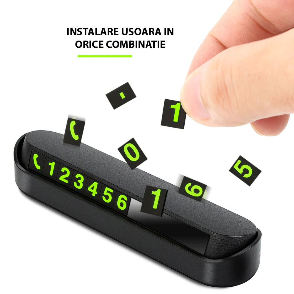 Suport numar telefon Vivimall, afisaj parcare numar telefon/parcare temporara, Negru - vivimall.ro