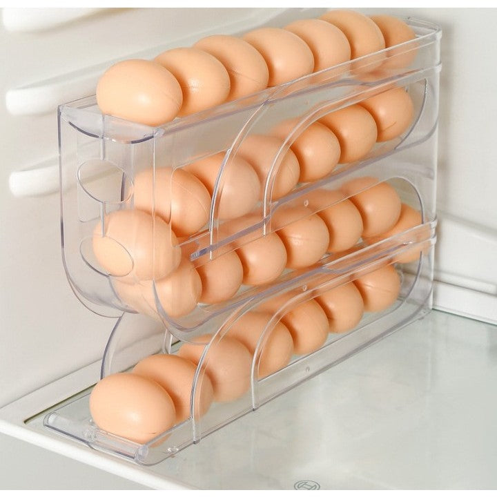 Suport Organizator pentru Oua, Vivimall, pentru Frigiderul, Patru straturi,  32x20x7 cm, Transparent - vivimall.ro