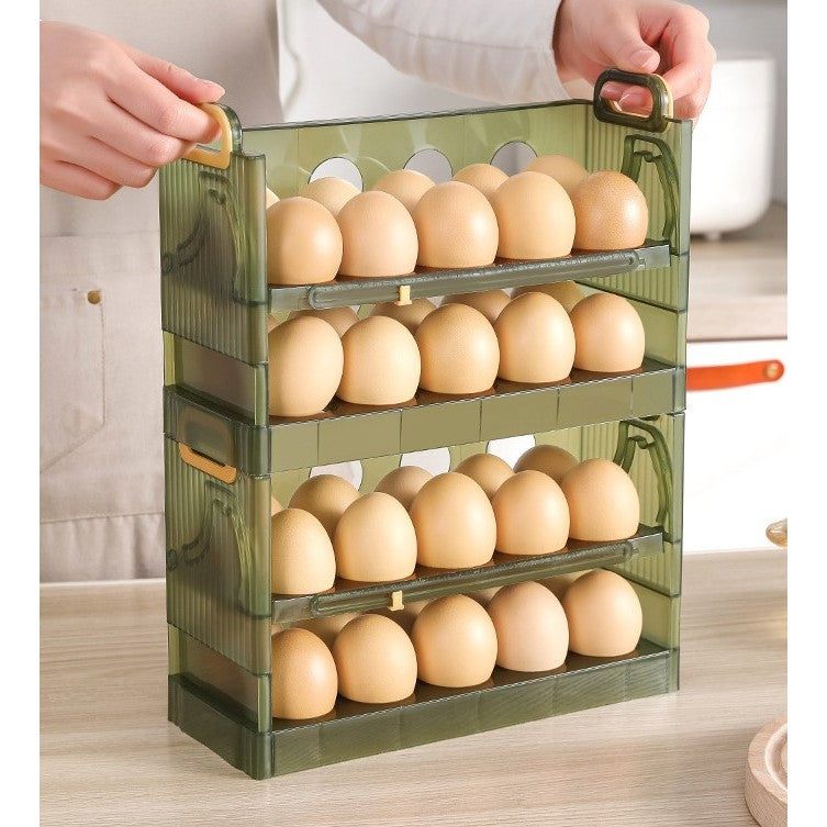 Suport Organizator pentru Oua, Vivimall, pentru Frigider, Verde transparent, Capacitate 20 oua, Doua straturi, cu Data de Expirare, 25.5x10x17 cm - vivimall.ro