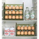 Suport Organizator pentru Oua, Vivimall, pentru Frigider, Verde transparent, Capacitate 30 oua, Trei straturi, cu Data de Expirare, 25.5x10x23 cm - vivimall.ro