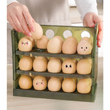 Suport Organizator pentru Oua, Vivimall, pentru Frigider, Verde transparent, Capacitate 30 oua, Trei straturi, cu Data de Expirare, 25.5x10x23 cm - vivimall.ro