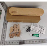 Suport pentru Chei, Vivimall, din Lemn, Aplicare fara Perforare, Adeziv Inclus, 5 Carlige Negre, Model Iepure, Greutate Suportata 5 kg, 13.5 x 22 cm, Maro - vivimall.ro