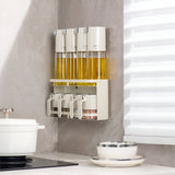 Suport pentru Depozitare Condimente, Ulei, Otet, Vivimall, Montare pe Perete din 9 Piese, Uz Casnic, pentru Bucatarie, 31x13.5x36.8cm, Alb - vivimall.ro