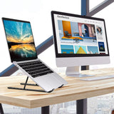 Suport pentru Laptop, Vivimall, Suport Portabil Pliabil, Universal Reglabil Suspendat pentru Tableta, din Aliaj si ABS, 100-160 mm, 26 x 19 x 16 cm, Negru - vivimall.ro