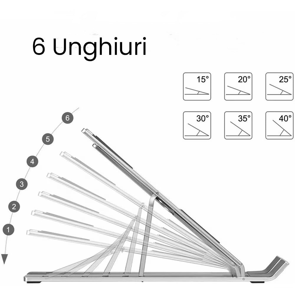 Suport pentru Laptop, Vivimall, Suport Portabil Pliabil, Universal Reglabil Suspendat pentru Tableta, din Aliaj si ABS, 100-160 mm, 26 x 19 x 16 cm, Silver Gray - vivimall.ro