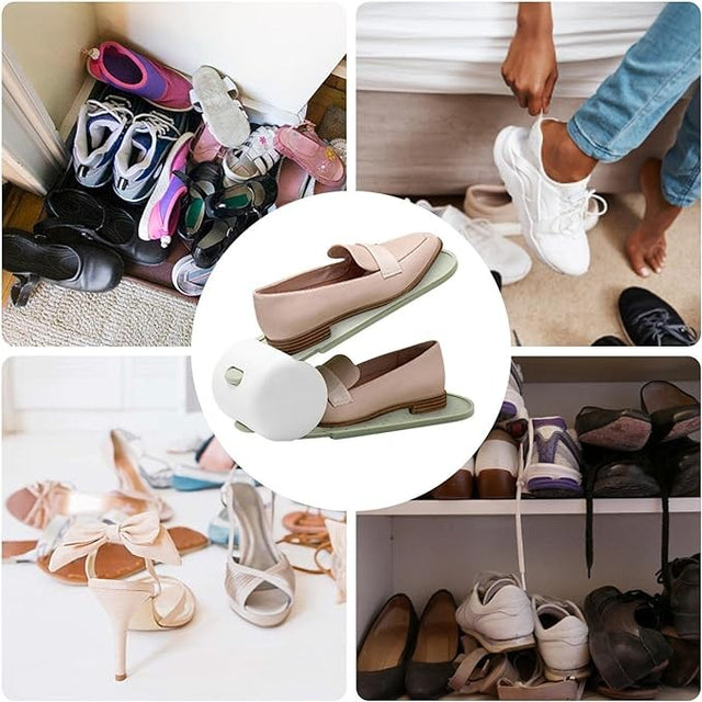 Suport pentru Pantofi, , cu Două Straturi, Organizator, Antiderapant și Durabil, Inălțime Reglabilă, 25.5x11x7.5 cm, Verde, 150 g - vivimall.ro