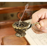 Suport de Tamaiat, Vivimall, din Aliaj de Zinc, Model Lotus, Ignifug, 9.7 x 4.8 x 4.7 cm, Bronz - vivimall.ro