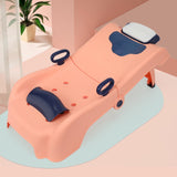 Suport Pliabil pentru Spalat Parul Vivimall, Pentru Copii, 0 - 16 ani, cu Picioare Antialunecare, Material Polipropilena, Suport Cap Reglabil, cu Manere, 82 x 40 x 28 cm, Roz pal - vivimall.ro