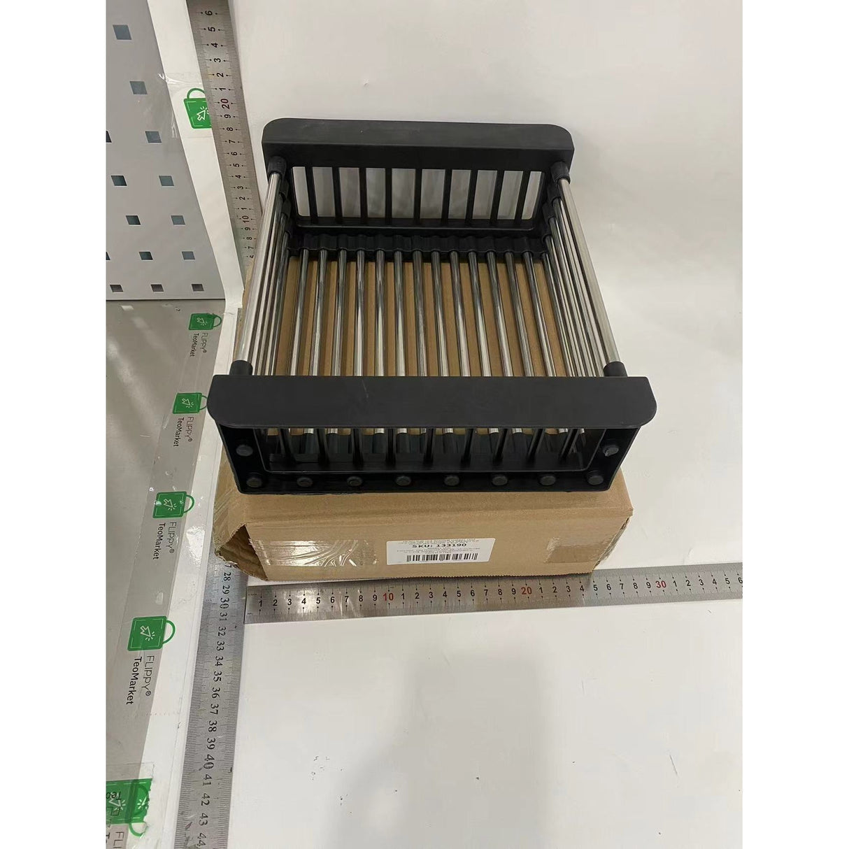 Suport Scurgere Extensibil pentru Bucatarie, Vivimall, Uscator Vase din Otel Inoxidabil, Suport Tacamuri si Pahare, Suport pentru Fructe si Legume, 29 x 22 x 9.5 cm-Negru - vivimall.ro