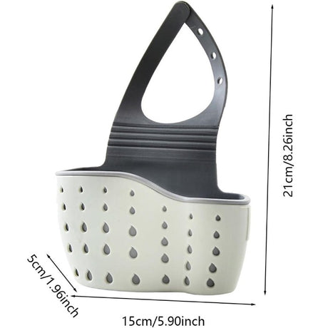 Suport Scurgere pentru Burete si Laveta de Vase Bucatarie, Vivimall, Verde, Curea Reglabila, Plastic Flexibil, 15x 5x 21cm - vivimall.ro