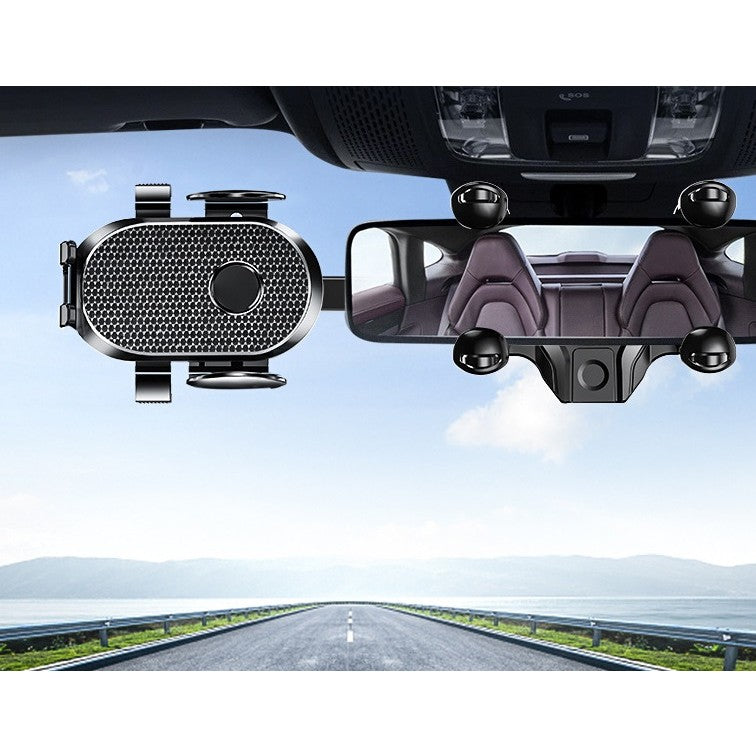 Suport Telefon Auto, Vivimall, Pentru Oglinda Retrovizoare, din ABS, Reglabil 360°, Negru - vivimall.ro