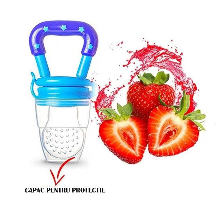 Suzeta pentru diversificarea alimentatiei/dentitie Vivimall, potrivit pentru fructe si piure proaspat, Albastru, fara BPA - vivimall.ro