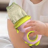 Suzeta pentru Fructe, Vivimall, pentru Bebelusi, din Silicon Alimentar, +4 Luni, 2 mm Grosime Gauri Tetina, 12.4 x 5.1 x 4.7 cm, Roz/Verde - vivimall.ro