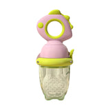 Suzeta pentru Fructe, Vivimall, pentru Bebelusi, din Silicon Alimentar, +4 Luni, 2 mm Grosime Gauri Tetina, 12.4 x 5.1 x 4.7 cm, Roz/Verde - vivimall.ro