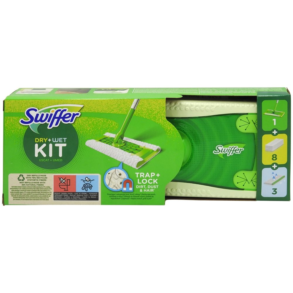Kit Mop, SWIFFER, 8 rezervere Lavete Uscate, 3 rezerve Lavete Umede - vivimall.ro