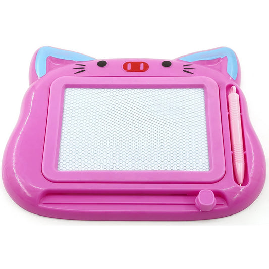 Tablita Magnetica de Scris si Desenat, Vivimall, Model Pisica, cu Creion, Dimensiuni 23.2x18.5 cm, Suprafata Desen 14.6x10.4 cm, Dezvolta Imaginatia si Creativitatea, Incurajeaza Exersarea Scrisului, Roz - vivimall.ro