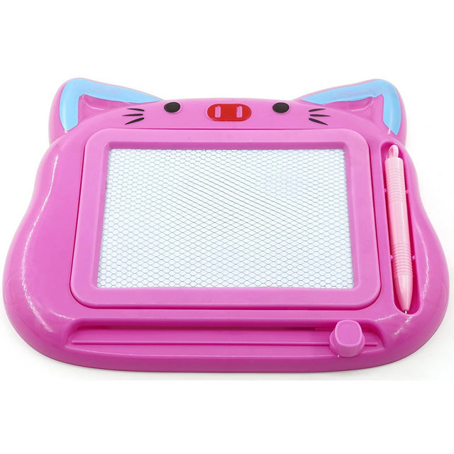 Tablita Magnetica de Scris si Desenat, Vivimall, Model Pisica, cu Creion, Dimensiuni 23.2x18.5 cm, Suprafata Desen 14.6x10.4 cm, Dezvolta Imaginatia si Creativitatea, Incurajeaza Exersarea Scrisului, Roz - vivimall.ro