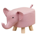 Taburet pentru Copii, Flippy, Scaun Tip Taburet, Model Elefant, din Lemn Masiv, Scaun pentru Copii, 30 x 25 x 25 cm, Roz - vivimall.ro