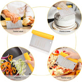 Taietor aluat 15 x 10.5 cm Vivimall, 2 in 1, lama otel inoxidabil, maner din ABS, gradat, paleta plastic, galben - vivimall.ro