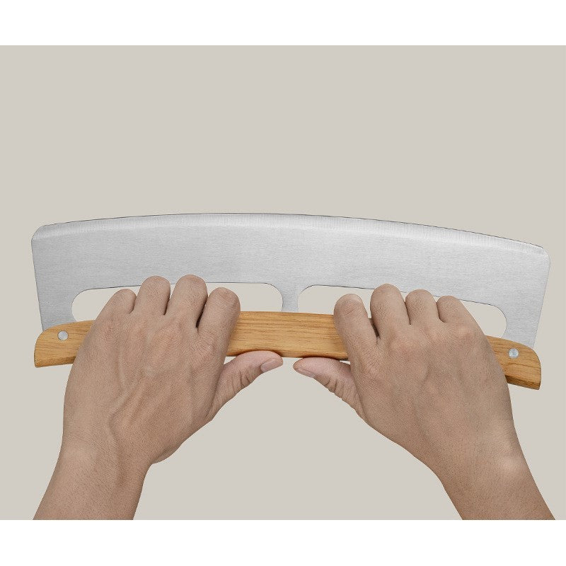 Taietor Feliator De Pizza, Din Otel Inoxidabil, Cu Capac, Maner Din Lemn, Antialunecare, Lama Neteda Si Ascutita, 34X10 Cm, Maro - vivimall.ro