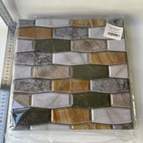 Set 10 x Placi Tapet Autocolant 3D cu Imitatie de Marmura Asimetrica,  pentru Perete Bucatarie Sufragerie, Usor de Curatat, Rezistent la Apa, Autoadeziv, 30x30 cm, Maro Gri Negru - vivimall.ro