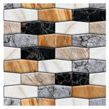 Set 10 x Placi Tapet Autocolant 3D cu Imitatie de Marmura Asimetrica,  pentru Perete Bucatarie Sufragerie, Usor de Curatat, Rezistent la Apa, Autoadeziv, 30x30 cm, Maro Gri Negru - vivimall.ro