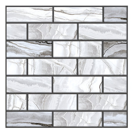 10 x Placi Tapet Autocolant 3D cu Imitatie de Marmura Dreptunghiulara, pentru Perete Bucatarie Sufragerie, Usor de Curatat, Rezistent la Apa, Autoadeziv, 30x30 cm, Gri - vivimall.ro