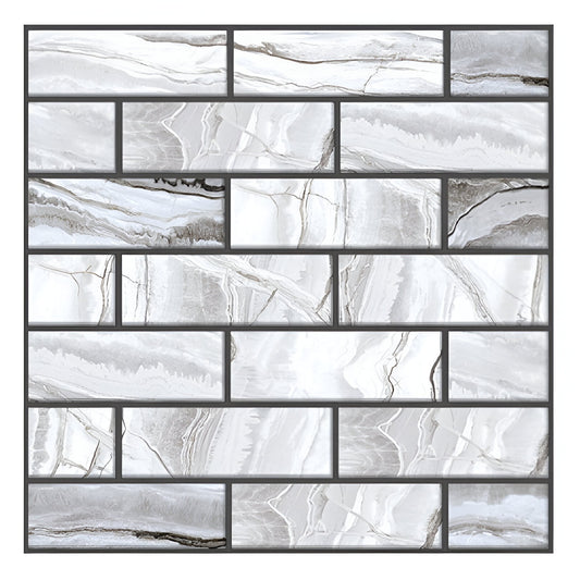 10 x Placi Tapet Autocolant 3D cu Imitatie de Marmura Dreptunghiulara, pentru Perete Bucatarie Sufragerie, Usor de Curatat, Rezistent la Apa, Autoadeziv, 30x30 cm, Gri - vivimall.ro