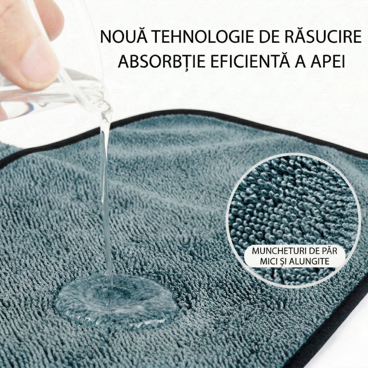 Prosop Uscare Auto, Flippy, 600 GSM, Microfibra Premium, Ultra Absorbant, Fara Urme, 90x70 cm, Albastru Deschis - vivimall.ro