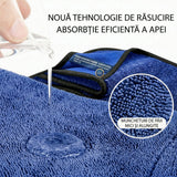 Prosop Flippy utilizat la uscarea caroseriei auto, demonstrație absorbție rapidă fără urme