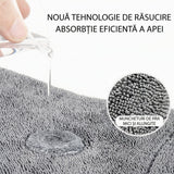 Detaliu textură microfibră Flippy 800 GSM, prosop auto gri ultra absorbant, 90x70 cm