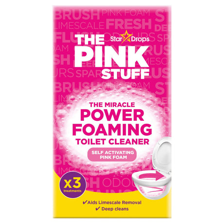 Pudră spumantă The Pink Stuff pentru curățarea vasului de toaletă, set 3 x 100 g, vedere frontală