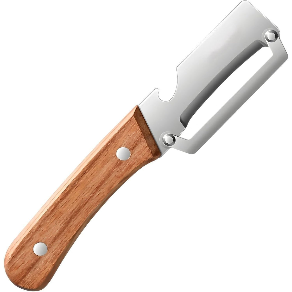 Curatator de Fructe/Legume, Flippy, 2in1, Desfacator de Sticle, Multifunctional, Maner de Lemn, Maro