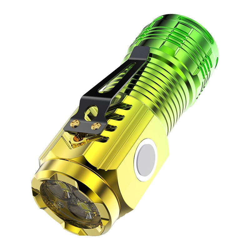 Zseblámpa 3 LED maggal, USB töltés, 4-20 óra üzemidő, 100-200 m maximális hatótávolság, 5W, akasztóval, mágneses aljjal, /zöld