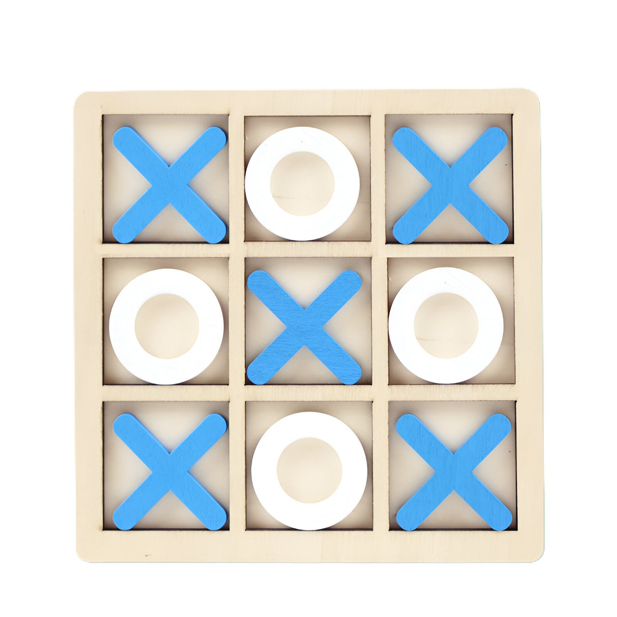 Jucarie Montessori Tic Tac Toe, Educativa, Interactiva, Din Lemn, X Si O, 9 Piese, Alb