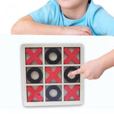 Jucarie Montessori Tic Tac Toe, Vivimall, Educativa, Interactiva, din lemn, X si O, 9 Piese, 14.3x14.3 cm, Negru Rosu - vivimall.ro