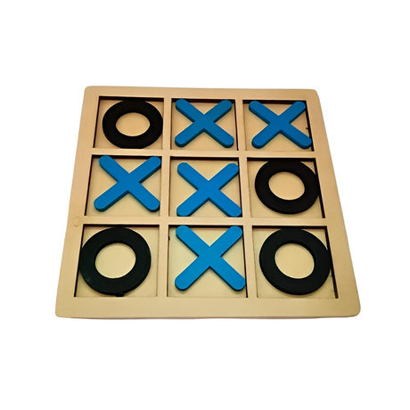 Jucarie Montessori Tic Tac Toe, Vivimall, Educativa, Interactiva, din lemn, X si O, 9 Piese, 14.3x14.3 cm, Albastru Negru - vivimall.ro