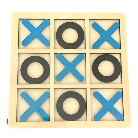 Jucarie Montessori Tic Tac Toe, Vivimall, Educativa, Interactiva, din lemn, X si O, 9 Piese, 14.3x14.3 cm, Albastru Negru - vivimall.ro