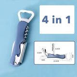 Tirbuson De Sticle 4 In 1, Desfacator De Sticle Multifunctional, Din Inox Cu Maner Anti Alunecare, 13.5 X 4 Cm - vivimall.ro