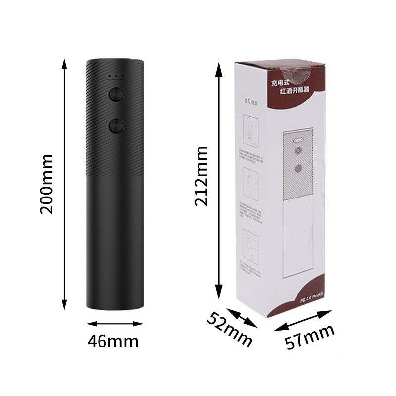 Tirbuson Electric, Vivimall, Deschizator Sticle de Vin, Incarcare USB, 20 x 4.6 cm, Negru - vivimall.ro
