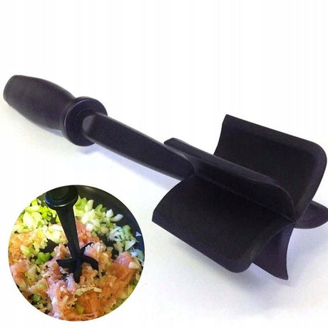 Tocator de Carne Manual, Vivimall, cu Lama pentru Tocarea si Amestecarea Carnii, 28x6cm, cu 5 Lame Curbate, Rezistent la Caldura, Multifunctional, Plastic Rezistent, Negru - vivimall.ro