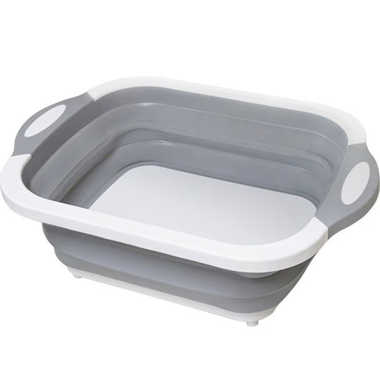 Tocator Multifunctional, Vivimall, 2 in 1, cu Cos pentru Spalat si Scurgere Alimente, 480 g, Pliabila, Gri - vivimall.ro